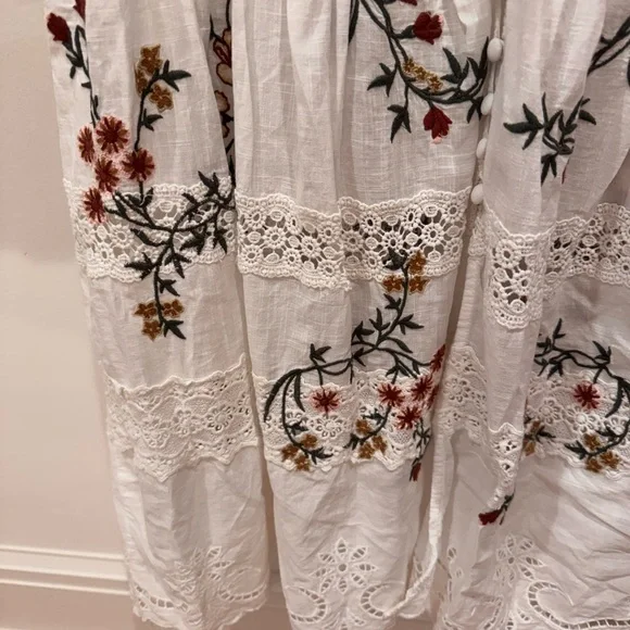 NWT By Anthropologie Long-Sleeve V-Neck Eyelet Midi Dress - Picture 9 of 12